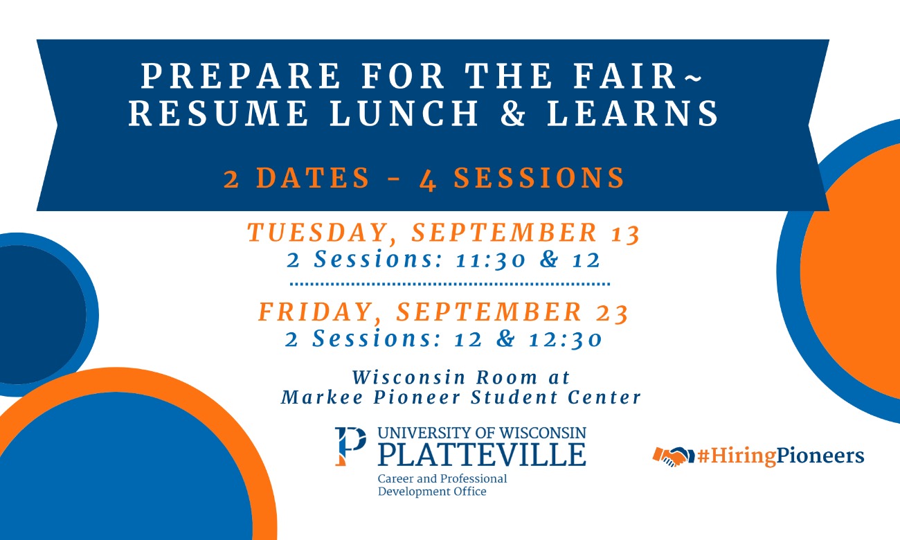 Resume Workshop Lunch & Learns starting at Sep. 23, 2022 at 7:00 am