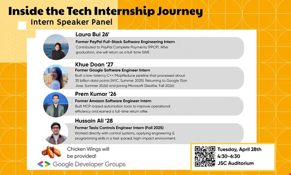 Inside the Tech Internship Journey Guest Speaker Event