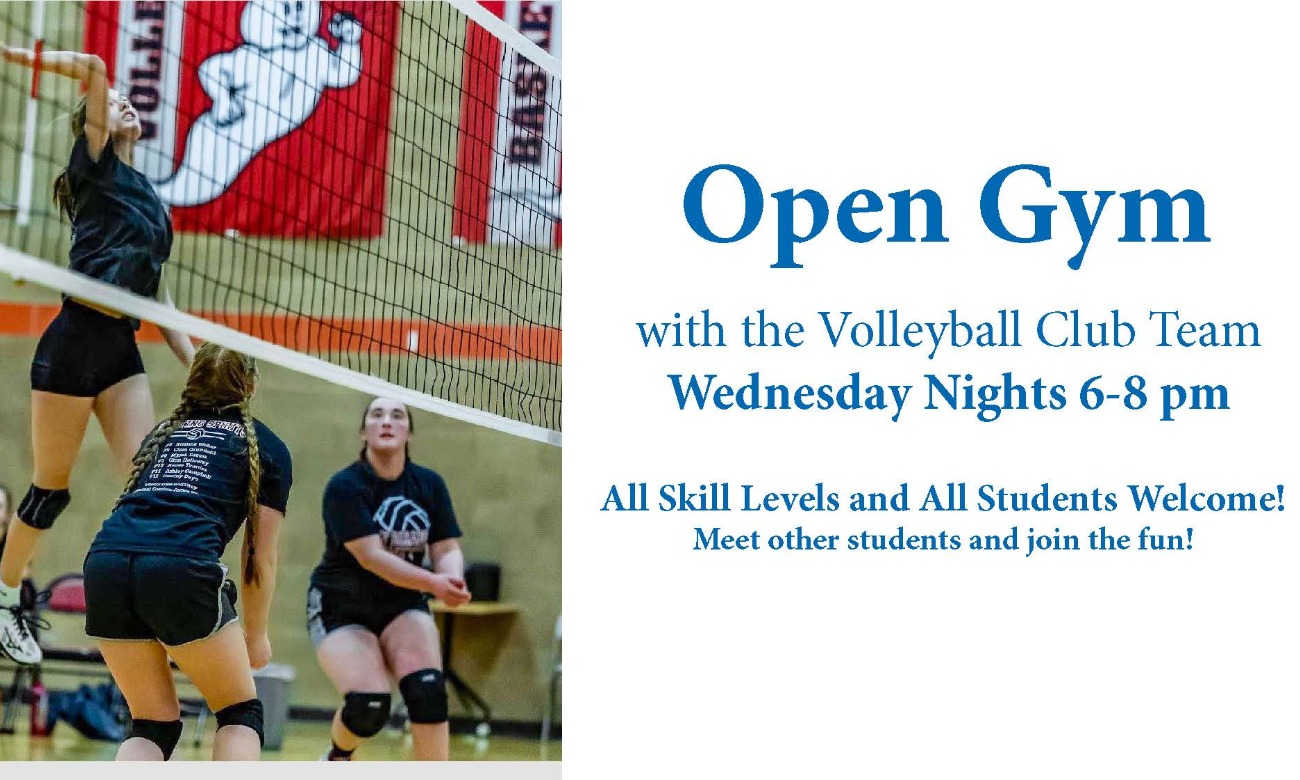 Open Gym Time with the Club Volleyball Team starting at Sep. 20, 2023 at 6:00 pm