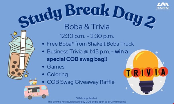 learn About Study Break Day 2 - Boba & Trivia