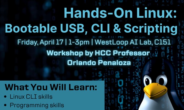 Promotional graphic for Hands-on-Linux: Bootable USB, CLI & Scripting