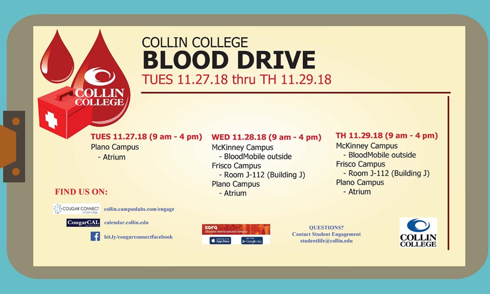 Collin College 2022 Calendar Blood Drive (Frisco) - Cougar Connect