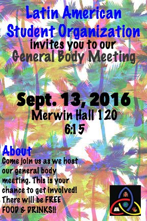 Come join us as we host out first meeting for this 2016-2017 school year. This is your chance to learn about LASO is about and learn how to get involved! There will be free food and drinks.