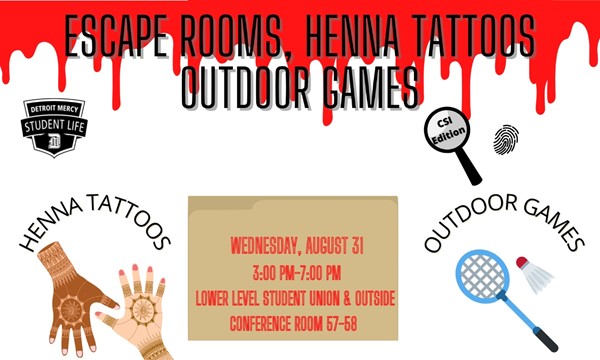 Welcome Week - Escape rooms, Henna tattoos and outdoor games - Wed, Aug. 31