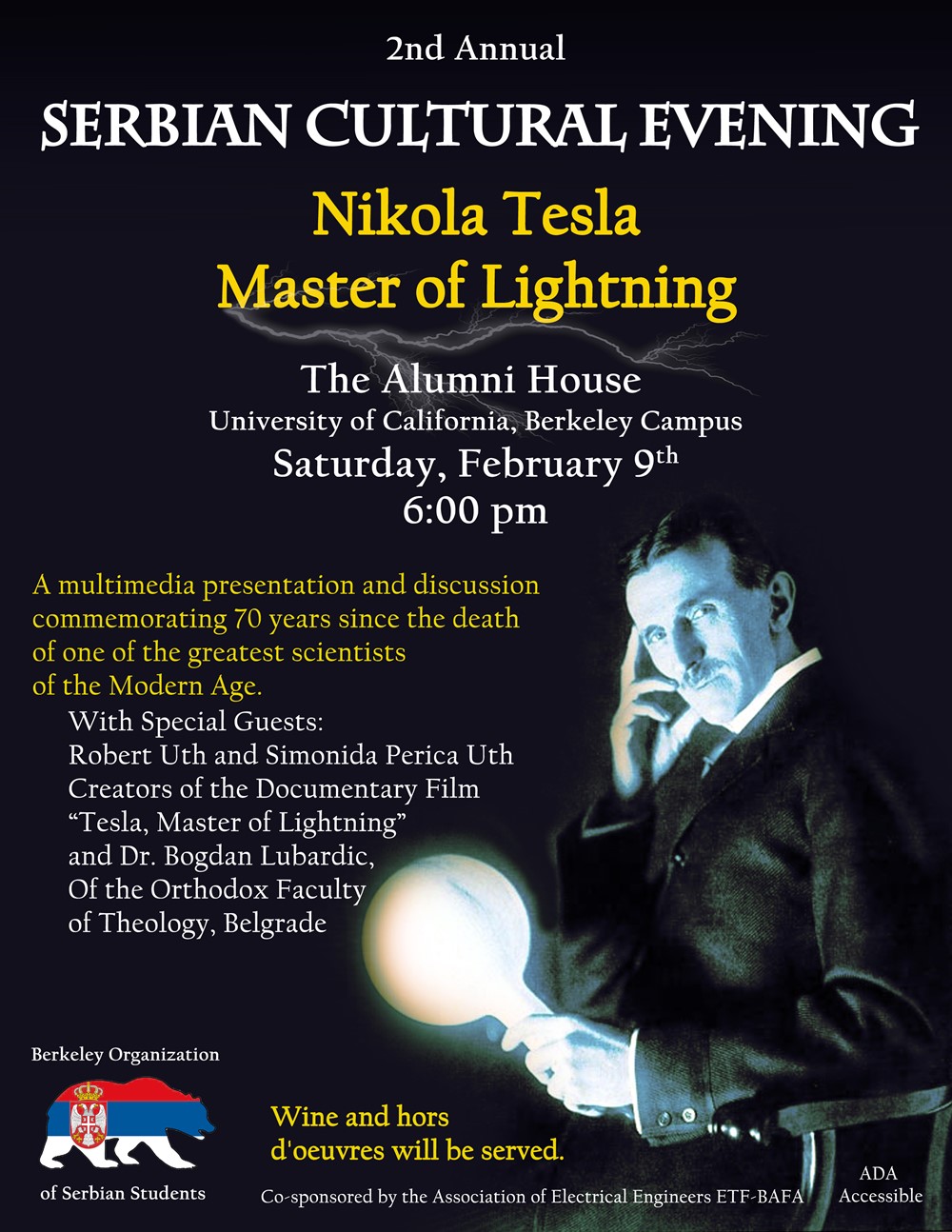 2nd Serbian Cultural Event: Nikola Tesla Master of Lightning - CalLink at  UC Berkeley