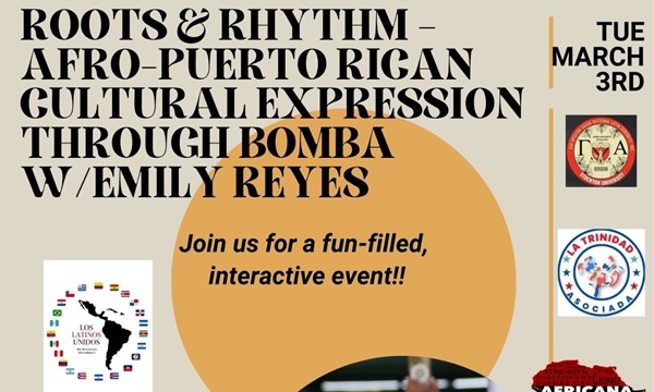Roots and Rhythm Afro-Puerto Rician Cultural expression through Boomba Workshop & Dance Performance