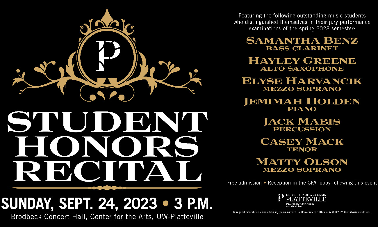 Student Honors Recital starting at Sep. 24, 2023 at 3:00 pm