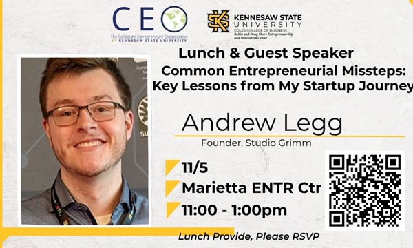 CEO Lunch & Speaker-Andrew Legg- Common Entrepreneurial Missteps:  Key Lessons from My Startup Journey