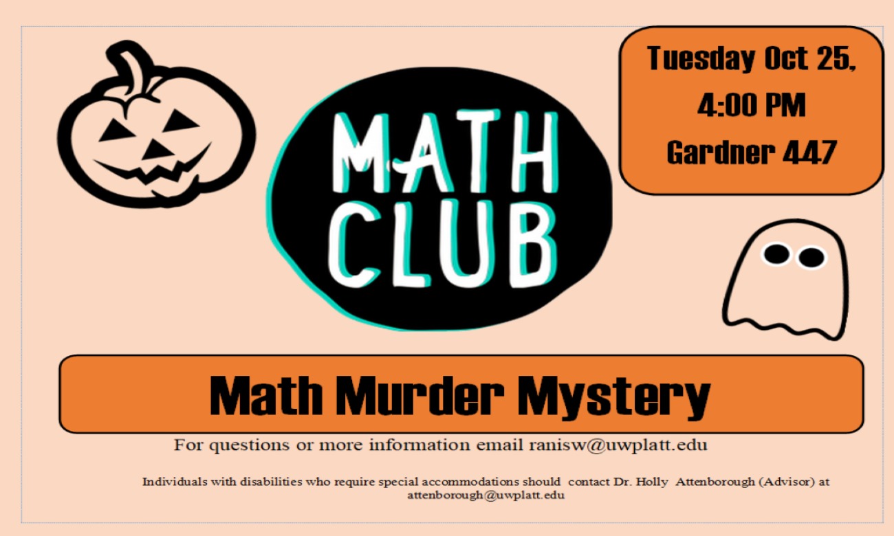 Math Murder Mystery starting at Oct. 25, 2022 at 12:00 pm