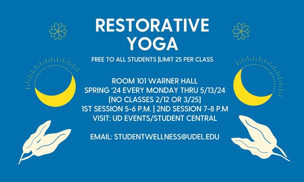 Restorative Yoga - 2 Free Classes every Monday @ 5:00 and 7:00 PM - StUDent  Central