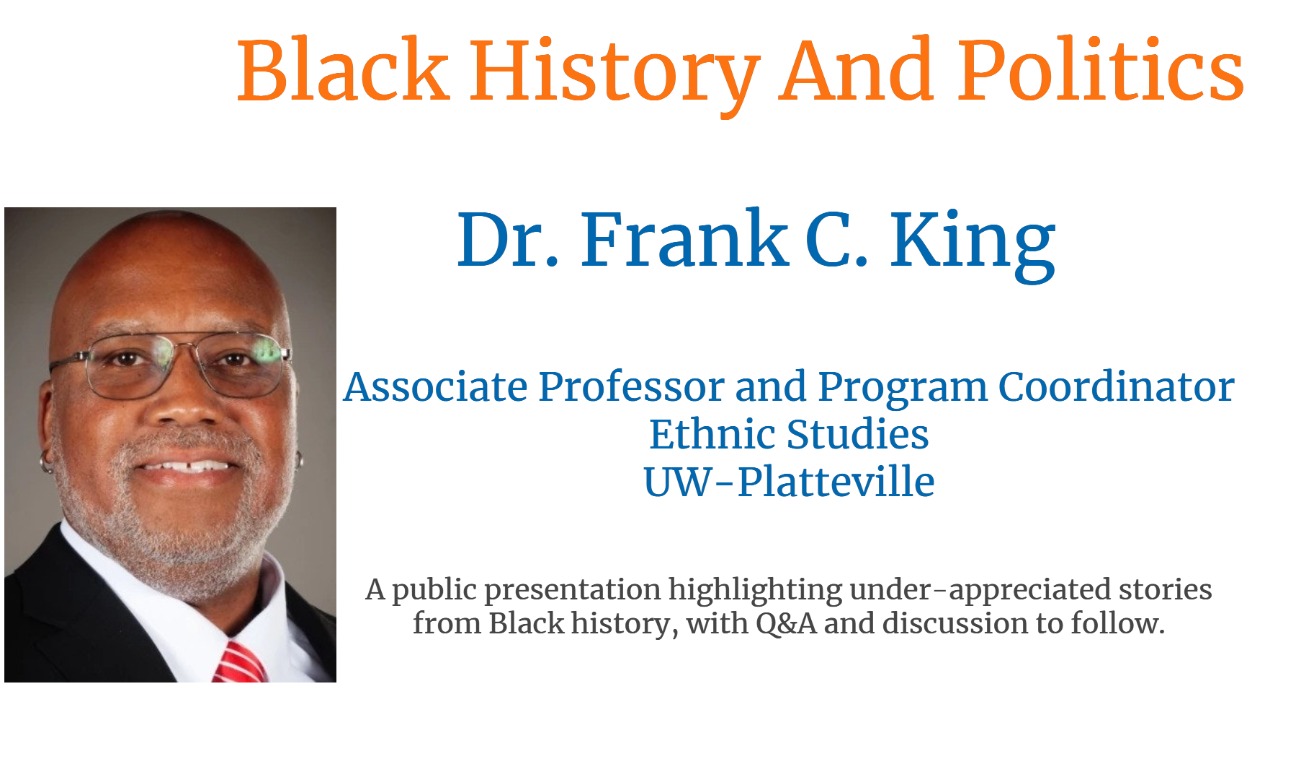 Black History Month talk with Dr. Frank C. King starting at Feb. 12, 2024 at 2:00 pm