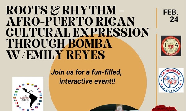 Roots and Rhythm Afro-Puerto Rician Cultural expression through Boomba Workshop & Dance Performance
