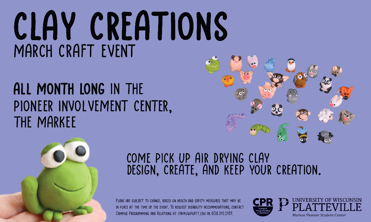 March Craft: Clay Creations starting at Mar. 1, 2023 at 9:00 am
