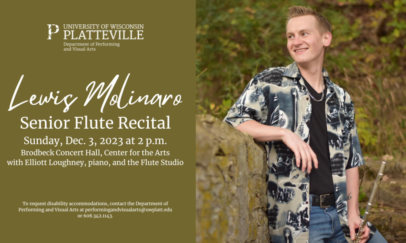 Lewis Molinaro Senior Flute Recital starting at Dec. 3, 2023 at 2:00 pm