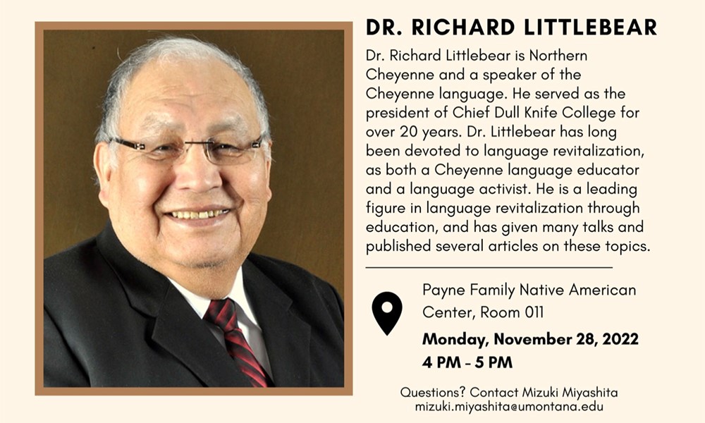 Public Talk with Dr. Richard Littlebear - Griz Hub - Keeping UM Connected
