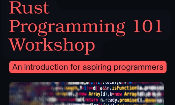 Promotional graphic for Rust Programming 101
