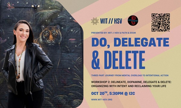learn About ⚡WIT // HSV : WORKSHOP 2: DELINEATE, DOPAMINE, DELEGATE & DELETE: Organizing with Intent and Reclaiming Your Life ⚡