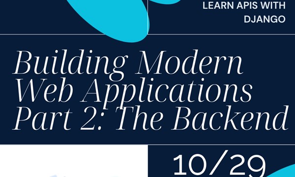 Promotional graphic for Building Modern Web Applications Workshop, Part 2 (Backend)