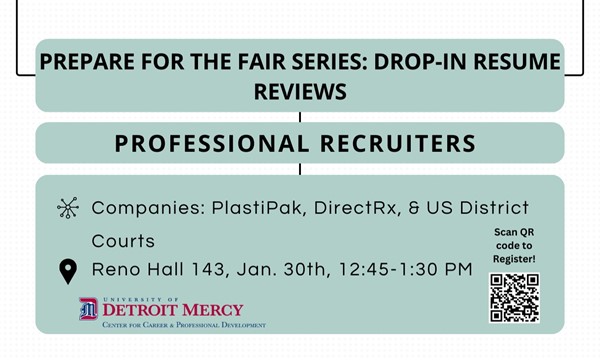 Prepare for the Fair Series: Drop-in Resume Reviews: Professional Recruiters - Thu, Jan. 30