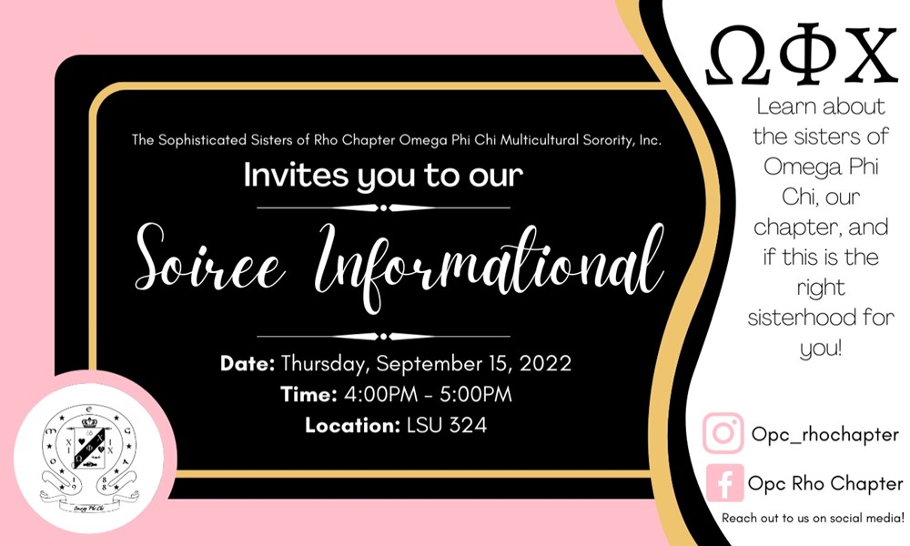 Omega Phi Chi Multicultural Sorority Inc. Soiree Informational